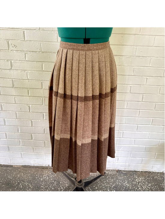 Personal Dresses & Skirts - Vintage 70s brown pleated wool midi skirt